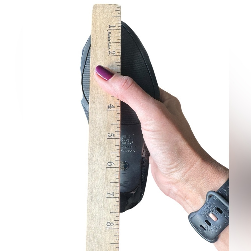 Monet Black Shimmer Cap Toe Pumps Heels 3” Classic Italian Designer Women’s 7.5 - Picture 5 of 7